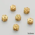 Golden flower-shaped 5x3mm copper bead for DIY jewelry making and bracelet charms - Six-petal Flower Bead (FGT546-4)