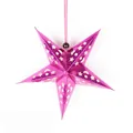 Stereo laser rose red five-pointed star paper lantern with cutout stars and moon pattern - Rose Red