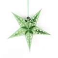 Green 3D laser paper star lantern with moon cutouts for Christmas hanging decoration - Green