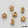 Vintage χρυσές κούφιες χάντρες 5x3mm με ματ υφή για κατασκευή κοσμημάτων DIY - Κούφια Χάντρα με Μοτίβο Ρόμβου (FGT546-5)