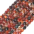 Faceted natural agate beads strand with deep red and grey tones for jewelry making - Dream Agate