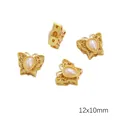 Goldene Schmetterlingsperlen mit weißen Perlen 12x10mm für DIY Schmuck 4er Set - Schmetterlingsperle (12x10mm) / 1 Stück / Weiß