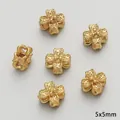 Χρυσές χάντρες τριφύλλι 5x5mm για χειροποίητα DIY κοσμήματα και βραχιόλια - Κούφιο Διαχωριστικό Τετράφυλλο Τριφύλλι (FGT546-7)