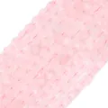 Strand of pink quartz faceted beads with natural textures for jewelry making - Rose Quartz
