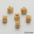 Χρυσό ματ διάτρητο λουλούδι 5,5 mm για DIY βραχιόλια και κατασκευή κοσμημάτων - 3D Χάντρα Λουλούδι με Πέντε Πέταλα (FGT546-9)