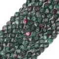 Faceted ruby zoisite beads strand in dark green and red for DIY jewelry making - Ruby Zoisite