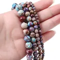 Macro shot showing four sizes of colorful imperial jasper beads for DIY jewelry making - 4mm (38cm/Strand) / Synthetic Imperial Stone