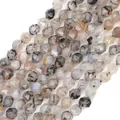 Faceted natural agate stone beads with black mesh texture for jewelry making DIY - Black Dragon Veins Agate
