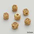 Χρυσή εξάγωνη διάτρητη χάντρα λουλούδι 5x5mm για DIY βραχιόλια και κολιέ κοσμήματα - Εξαγωνική Κούφια Ανθική Χάντρα (FGT546-13)