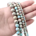 Blue Imperial Jasper round stone beads for DIY jewelry making in multiple sizes - 4mm (38cm/Strand) / Synthetic Shoushan Stone