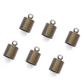Antique bronze cylindrical crimp bead set with loop for DIY jewelry cord making - 8x3mm (Hole: 2.5mm) [50 Pieces/Pack] / Antique Bronze