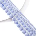 Blue Lace Agate natural stone loose beads in various sizes for DIY jewelry making - 4mm (38cm/Strand, Approx. 90 Pcs) / Synthetic Purple Blue Color