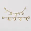 Vergoldete Kette mit rosa Perlen und Mondsicheln sowie glänzendem Zirkonia-Verschluss - Stil 6 (Mond Kunstperle Stil) / Länge ca. 8-9cm (1 Stück/Packung) / Gold
