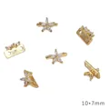 14K gold plated 10x7mm floral connector with five marquise zircons for DIY jewelry - Marquise Zirconia Big Flower Spacer (10x7mm) / 14K Gold