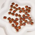 Amber rectangular glass beads with gold trim for handmade DIY jewelry crafting - Ellipse / 10x12mm (5 Pieces/Pack) / Amber
