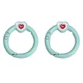 Pair of light blue heart-shaped carabiner clips with red heart charms for DIY bags - 27mm / Teal