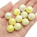Lemon yellow pleated acrylic beads with iridescent coating for DIY jewelry making - 5 Pieces (Approx 14g) / Yellow (Approx 16mm/Hole 2mm)