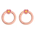 Set of two pink heart spring ring buckles in alloy finish for DIY bag accessories - 27mm (2 Pieces/Pack) / Orange Pink