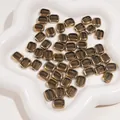Dark grey glass beads with gold trim for DIY jewelry making in rectangular shape - Ellipse / 10x12mm (5 Pieces/Pack) / Gray