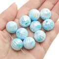 Light blue iridescent 16mm acrylic pumpkin beads held in hand for DIY jewelry making - 5 Pieces (Approx 14g) / Blue (Approx 16mm/Hole 2mm)
