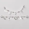 Bracciale luna argento con perle rosa e catena di sicurezza dorata per gioielli DIY - Stile 6 (Stile Luna e Perla Artificiale) / Lunghezza circa 8-9cm (1 pezzo/confezione) / Argento