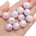 Lavendelfarbene Acrylperlen in Kürbisform mit Irisierendem Glanz für DIY-Schmuck - 5 Stück (ca. 14g) / Lila (ca. 16mm/Loch 2mm)