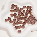 Lavender rectangle glass beads with gold metal frame for DIY jewelry making - Ellipse / 10x12mm (5 Pieces/Pack) / Purple