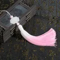 Elegant Chinese white lotus pendant with pink gradient silk tassels for Hanfu outfits - Gradient Pink