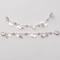 Bracciale con stelle d'argento e perle rosa placcato oro per gioielli fai-da-te - Stile 7 (Stile Stella e Perla Artificiale) / Lunghezza circa 8-9cm (1 pezzo/confezione) / Argento