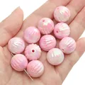 Rosafarbene AB-beschichtete Acrylperlen in Kürbisform für DIY-Schmuck und Handwerk - 5 Stück (ca. 14g) / Rosa (ca. 16mm/Loch 2mm)
