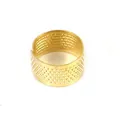 Adjustable golden metal thimble ring with non-slip dimple texture for sewing - Copper Golden Thimble