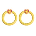 Pair of yellow heart-shaped spring rings for DIY bag accessories and keychains - 27mm (2 Pieces/Pack) / Yellow