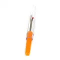 Orange plastic handle seam ripper with metal Y-shaped head and clear protective cap - Cross Stitch Hand Seam Ripper