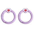 Purple heart-shaped spring clasp ring with red heart detail for DIY keychains - 27mm (2 Pieces/Pack) / Purple