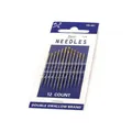 Set of 12 sewing needles with golden eyes and silver finish on a blue card - Gold Eye Hand Sewing Needle Pack
