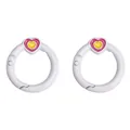 White round spring ring hooks with pink and yellow heart charms for DIY bag accessories - 27mm (2 Pieces/Pack) / White