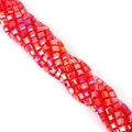 8mm red square crystal glass beads with AB coating for DIY jewelry making accessories - 8mm (20 Pieces/Pack) / Red AB