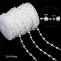 Iridescent white pearl bead chain in 8mm and 4mm mix for DIY wedding crafts - Faceted Ball Style (bsd472) / 8mm & 4mm (5 Yards/Pack) / AB Color