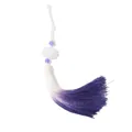 Pendentif lotus chinois avec glands en soie dégradé violet et perles de fleur de jade blanc - 1 Pièce/Paquet (Cordon env. 8cm, Gland env. 13cm, Longueur totale env. 26cm) / Violet Dégradé