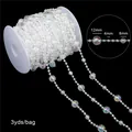 Iridescent crystal bead chain with 12mm 8mm 4mm AB coating beads for DIY wedding decor - Mixed Faceted Ball Style (bsd472) / 12mm & 8mm & 4mm (3 Yards/Pack) / AB Color