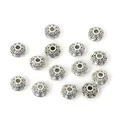 Vintage silver rondelle spacer beads with concentric patterns for DIY jewelry making - 6mm x 4mm (50 Pieces/Pack) / Antique Silver