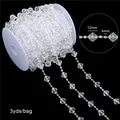 3-yard roll of 12mm faceted octagonal crystal beads and 4mm round beads for wedding decor - Large Faceted Bead Style (bsd472) / 12x12mm & 4mm (3 Yards/Pack) / Clear