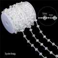 AB color faceted crystal glass bead chain for DIY wedding decoration on a white spool - Large Faceted Bead Style (bsd472) / 12x12mm & 4mm (3 Yards/Pack) / AB Color