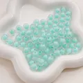 Perline acriliche blu ciano opaco con design a doppio strato per gioielli DIY - Verde Trasparente