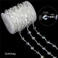 Iridescent acrylic bead chain strand with diamond shaped beads for DIY wedding decor - Rhombus Plate Style (bsd472) / 17x13mm & 4mm (3 Yards/Pack) / AB Color