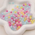 Perles acryliques mates colorées avec cœur teinté pour création de bijoux DIY - Perle-en-Perle Bicolore Transparente / 8mm (Trou d'environ 1.5mm) 50 Pièces/Paquet / Couleurs Mélangées Aléatoires