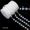 Sparkling 14mm faceted iridescent crystal bead chain on spool for DIY wedding decor - Octagonal Plate Style (bsd472) / 14x14mm (3 Yards/Pack) / AB Color