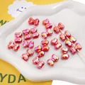 Χάντρες DIY σε σχήμα φιόγκου με κόκκινο-ροζ διαβάθμιση και μεταλλικό μαργαριταρένιο φινίρισμα - 2 Τεμάχια/Συσκευασία / Κόκκινο
