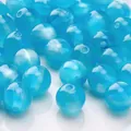 Vibrant light blue 10mm cat's eye glass beads for DIY jewelry making and bracelets - 10mm Diameter, 1.5mm Hole (10 Pcs/Pack) / Blue