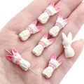 Cartoon rabbit DIY beads in pink and white finish for jewelry making, 7 pieces set - 10x22mm (1 Piece/Pack) / Gradient White-Pink